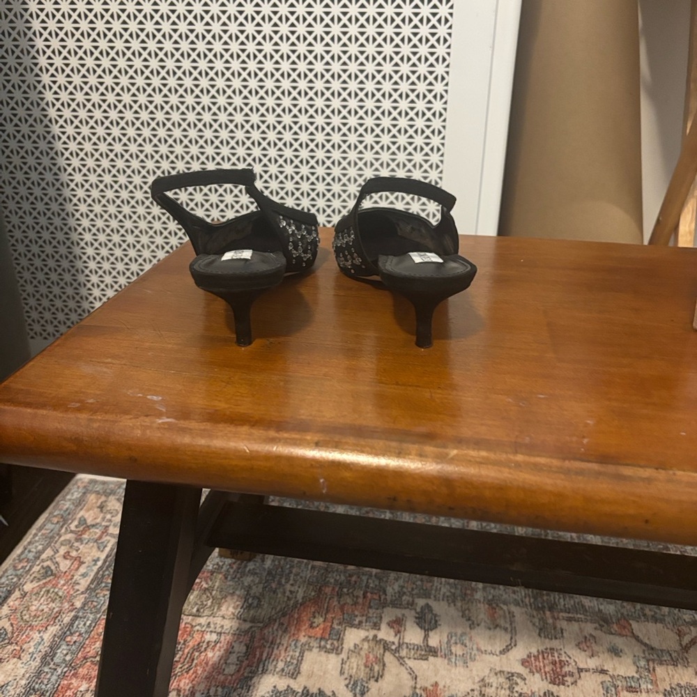 Steve Madden Black Rhinestone Kitten Heels - Picture 3 of 7